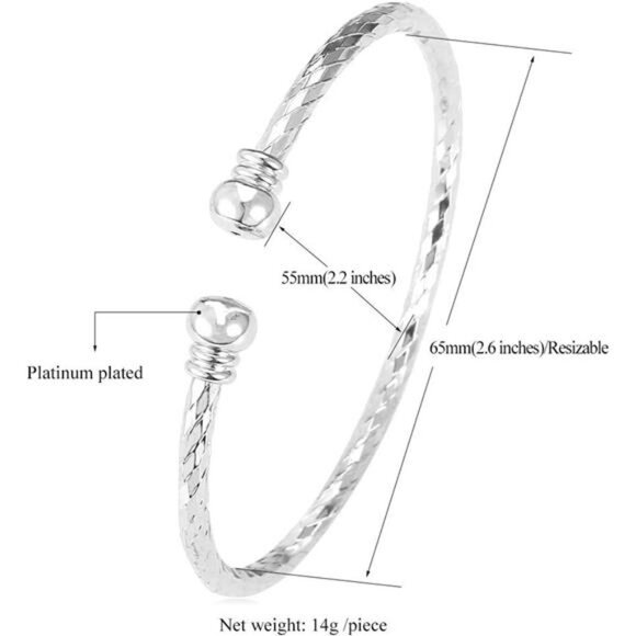 Unisex Simple Cuff Bracelet 18K Real Gold Platinum Plated Fine Bracelets - Picture 3 of 7